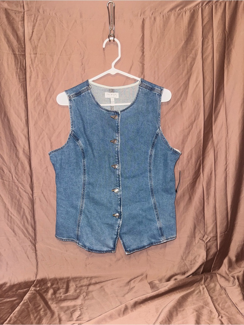 sofia by sofia vergara Light Blue Denim Button-Front Vest